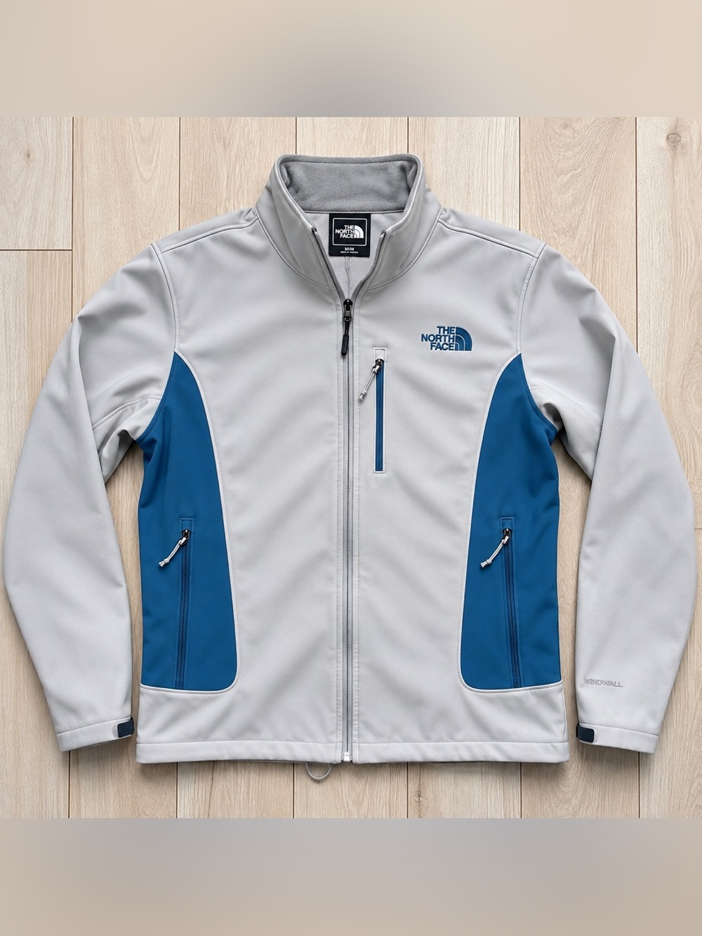 The North Face Men’s WindWall Soft Shell Jacket Gray Blue Full Zip M